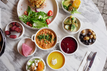 Turkish Breakfast Served on Table 