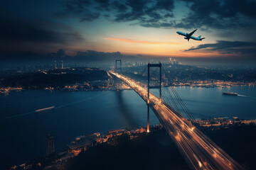 Istanbul Bosphorus bridge twilight sky