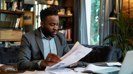 Businessman checking financial reports