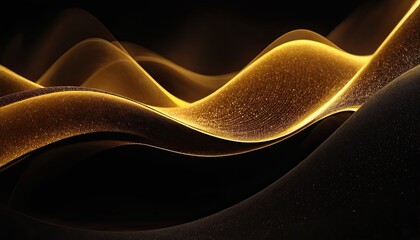 Obraz premium Black luxury background with golden ribbon elements and glitter light effect decoration and stars.2213