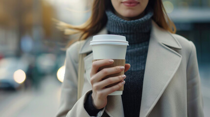 Businesswoman holding a coffee cup