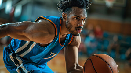 Male basketball player ready to shoot