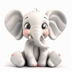 Obraz premium cute baby elephant cartoon isolated on white background