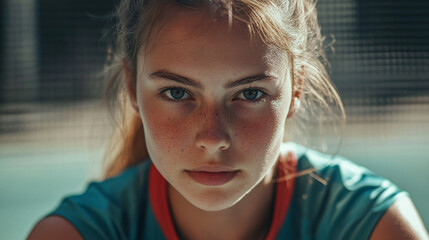 Portrait of a female table tennis player