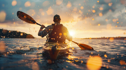 Portrait of a kayaker with a paddle