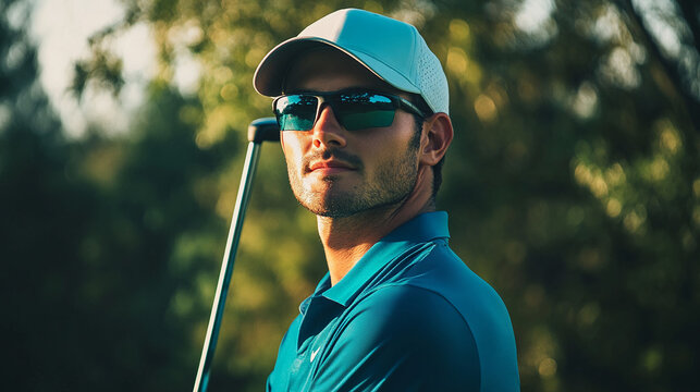 Portrait of a male golfer with a club