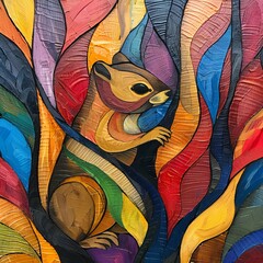 Squirrel Amidst a Colorful Forest