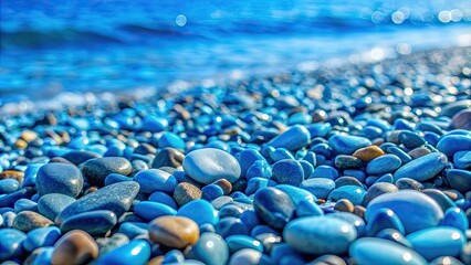 Obraz premium Abstract blue pebbles texture on a sea beach, nature, pebbles, background