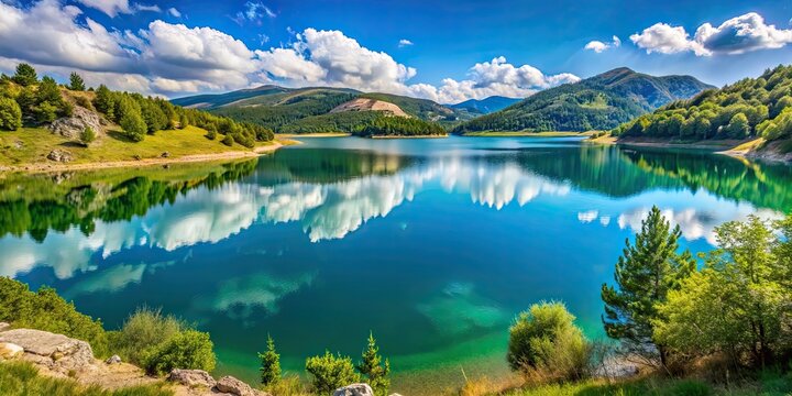 Scenic view of Ampollino Lake in National Park of Sila, Calabria, Italy, nature, landscape, water, reflection, calm