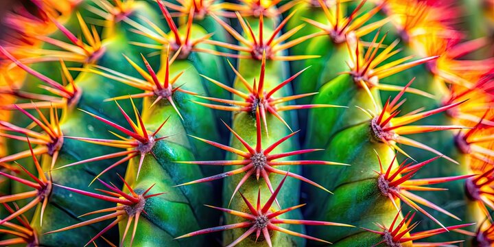 Close-up of sharp cactus thorns, bold split complementary color scheme, high definition, cactus, thorns