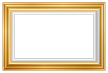 An elegant gold picture frame with hyper realistic shape. Approximate frame size 140x100 cm, high resolution 72 dpi. This image is NOT generated by Ai, the vector version is available in my gallery.