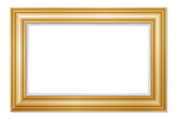 An elegant gold picture frame with hyper realistic shape. Approximate frame size 140x100 cm, high...
