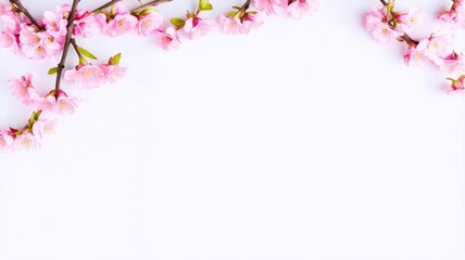 Obraz premium Beautiful Cherry Blossom Branches on White Background Illustration