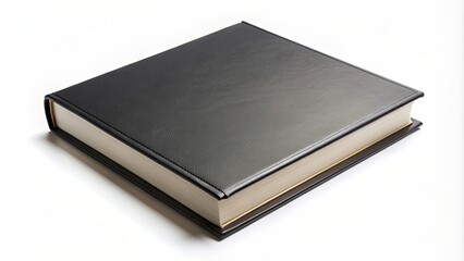 A black hardcover book on a white background , book, cover, hardcover, blank, black, dark, literature, textbook, education