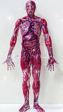 Illustration of internal human body, digestive system part