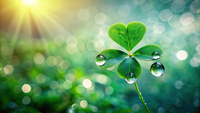 Clover with rain droplet on leaves , clover, raindrop, wet, green, nature, plant, close-up, water, rainy day, fresh - Powered by Adobe