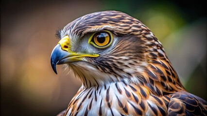 Intense gaze and intricate feather patterns of a hawk , hawk, profile view, wildlife, bird of prey, detailed, majestic, predatory