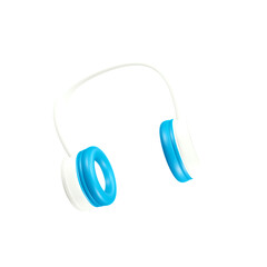 3d illustration of white and blue headset