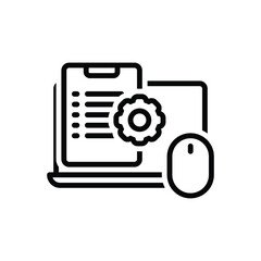 Black line icon for computer skill