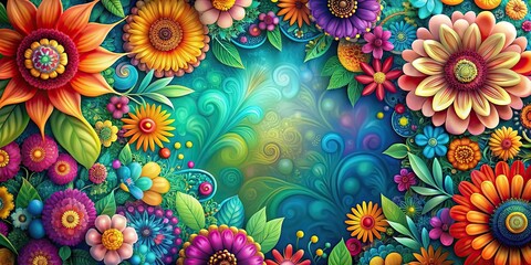 Abstract floral background with vibrant colors and intricate patterns, floral, abstract, background, design, backdrop