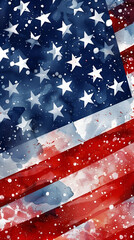 Watercolor USA Flag Background