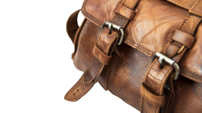 Brown leather bag on transparent background - Powered by Adobe