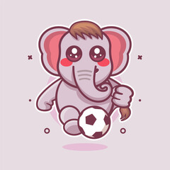 funny elephant animal character mascot playing football isolated cartoon