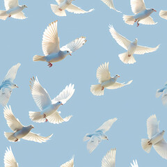 Obraz premium Repeating birds texture light blue background