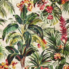 Obraz premium wallpaper repeat tropical plants