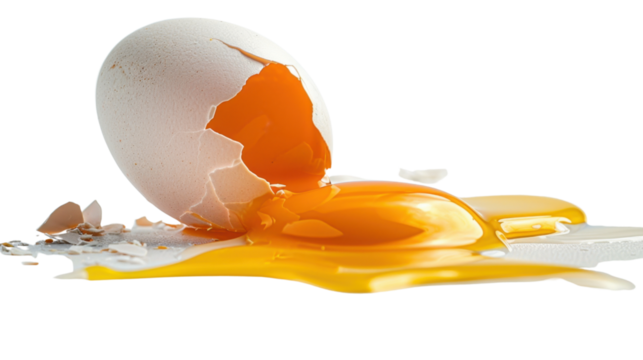 Broken egg on transparent background