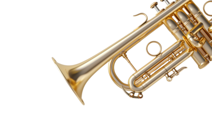 Brass trumpet on transparent background