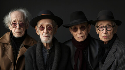 Four fashionable elderly men