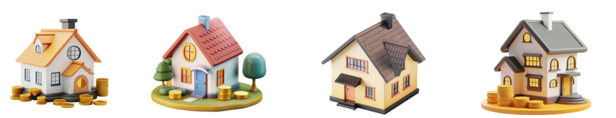 3D Property Valuation icon, on isolated transparent background
