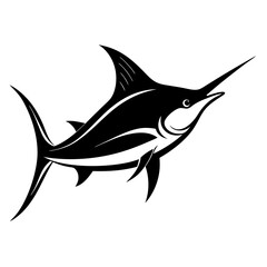 Silhouette marlin fish logo vector illustration template