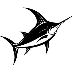 Silhouette marlin fish logo vector illustration template