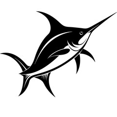 Silhouette marlin fish logo vector illustration template