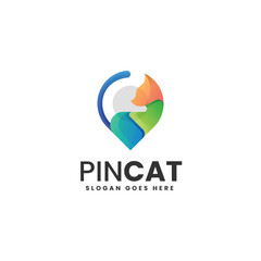 Fototapeta premium Vector Logo Illustration Pin Cat Gradient Colorful Style