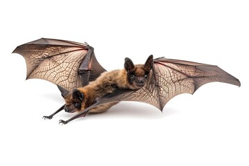 Obraz premium Bat isolated on a white background. --ar 3:2 --v 6 Job ID: 7e39bf50-9702-4665-8e28-cae7ca35d6af