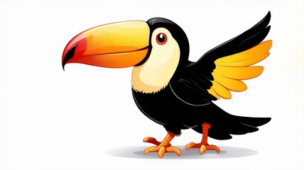 Colorful Cartoon Toucan Illustration with Vibrant Beak and Feathers
