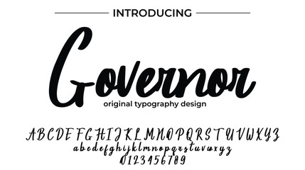 Governor Font Stylish brush painted an uppercase vector letters, alphabet, typeface