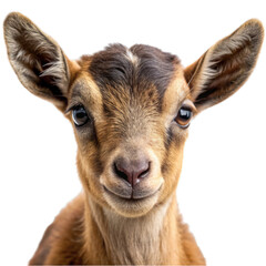 Fototapeta premium Baby brown goat portrait isolated on transparent background