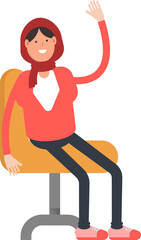 Arab Woman Character Sitting on Chair
