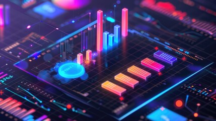 Abstract financial report with vibrant charts and graphs