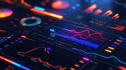 Abstract financial report with vibrant charts and graphs