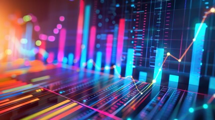 Fototapeta premium Abstract financial report with vibrant charts and graphs