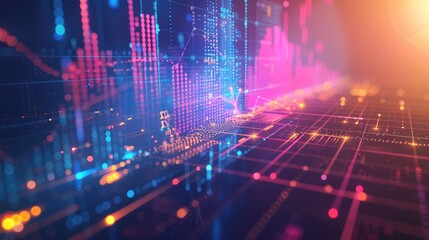 Obraz premium Abstract financial report with vibrant charts and graphs