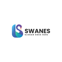 Vector Logo Illustration Swan Gradient Colorful Style