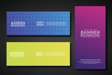 Set banner backgrounds with modern geometric lines textured pattern and colorful dynamic gradation