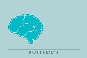 Human Brain medical background with soft colors. Creative Brain icon isolated on blue background. simple Brain Vector template for design and creative ideas. EPS 10