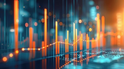 Obraz premium Abstract representation of financial growth with glowing graphs